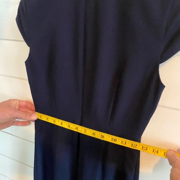 J.Crew 2P White Trim Bow Navy Dress - Office - Mid- Brunch Event Date night - Picture 7 of 11